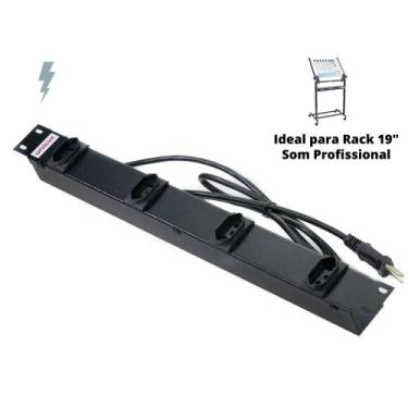 Imagem de Regua Rack 4 Tomadas Extensão Som Profissional Bivolt 10a - Fiolux