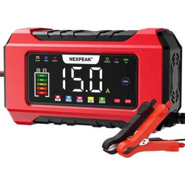 Imagem de Carregador de Bateria NEXPEAK NC215 12V 24V 15A Inteligente de 9 Estág