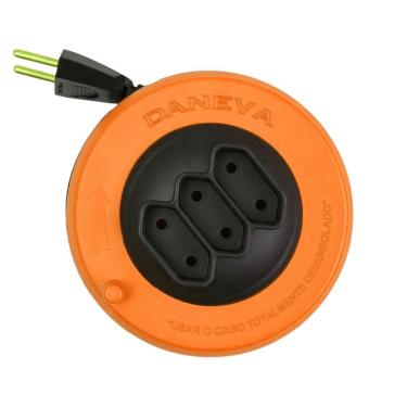 Imagem de Extensão DN1495 com Conexão para 1 a 3 Plugues Simultâneos Pop Spin Preto Daneva 5M 2X0,75MM2 10A 250V Bivolt