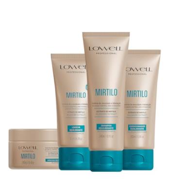 Imagem de Kit Lowell Extrato De Mirtilo Blueberry Shampoo 240ml + Condicionador 200ml + Leave In 180ml + Máscara 240g