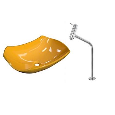 Imagem de Kit Cuba L42 C/Torneira Link 1062 Metal 1/4 Volta Amarelo