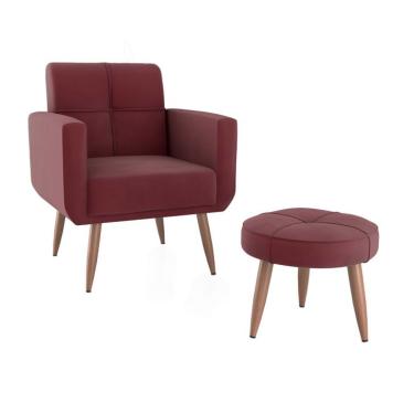Imagem de Conjunto com 1 Poltrona e 1 Puff Havana Vinho