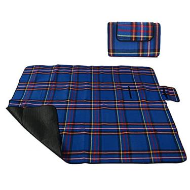 Imagem de Yajun Tapete dobrável para piquenique ao ar livre para a família infantil, cobertor impermeável, tapete de acampamento multiuso com alça para 2 a 6 pessoas, azul, 130 x 150 cm