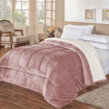 Imagem de Edredom Casal Padrão Coberdrom Sherpa/Mantinha Everest 1 Peça - Rosê