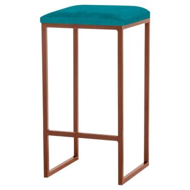 Imagem de Banqueta Billie Base Bronze Suede Azul Claro Gran Belo