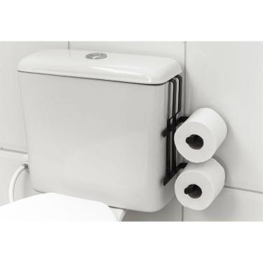 Imagem de Suporte Porta Papel Higiênico Duplo P/ Caixa Acoplada Preto