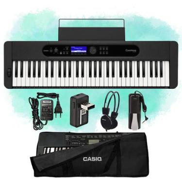Imagem de Kit Teclado Casio Musical Ct-S400 5/8 Com Pedal Capa Preta E Fone