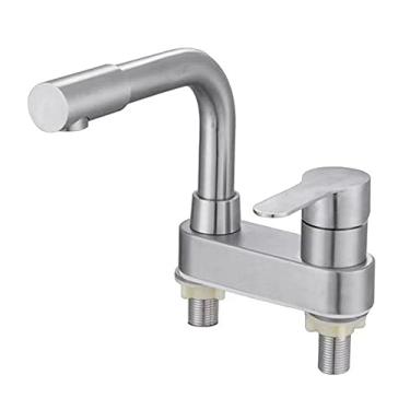Imagem de 304 Aço Inoxidável Escovado Torneira Lavatório Lavatório Torneiras Misturador Vaidade Misturador de Água Quente e Fria Torneiras de Banheiro, b