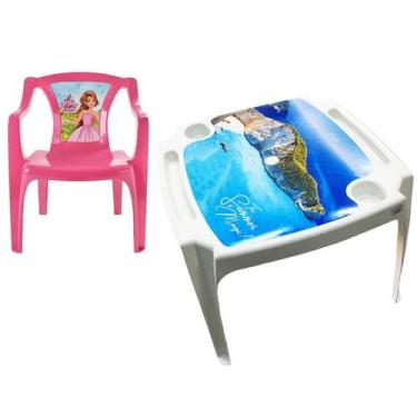 Imagem de Conjunto Mesinha Branca Estampada + Mini Cadeira Infantil - Arqplast
