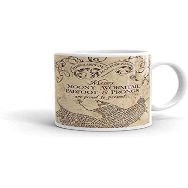 Imagem de Canequeiro Store Mapa do Maroto Caneca de Porcelana Personalizada, Bege, 10 x 10 x 10 cm