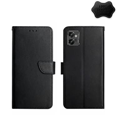 Imagem de For Motorola Moto G32 Genuine Leather Fingerprint-proof Horizontal Flip Phone Case