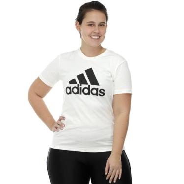 Imagem de Camiseta Adidas Loungewear Essentials Logo Branca E Preta - Feminina