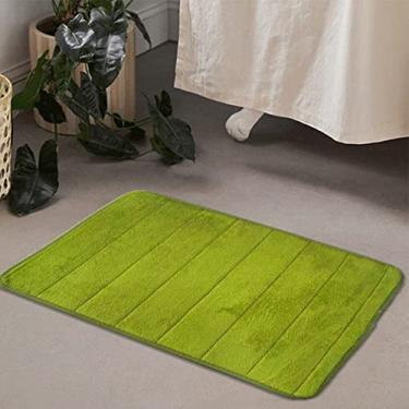 Imagem de SHENGANG Tapete de banho Almofada de espuma de memória de lã coral antiderrapante Absorção de água Tapete Banheira Chuveiro Capacho, 7,50x80cm