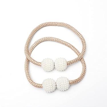 Imagem de Cinta de pérola ímã fivela fivela gancho fivela decorativa corda cortina fivela luz luxo acessórios cinto de gravata cordas tiebacks de cortina, T6, 2 PCS