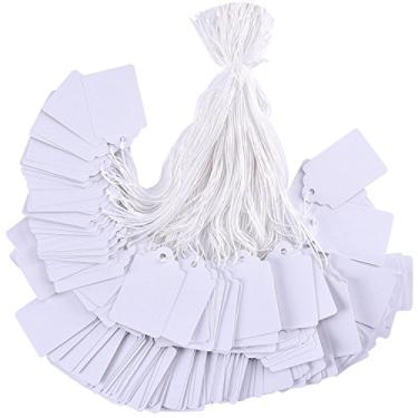 Imagem de Etiquetas brancas de 1000 peças da Brothersbox com etiquetas de marca de cordas graváveis e etiqueta de exibição para etiquetas de roupas de joias do produto, 4,5 x 3,8 cm, pacote com 1000 peças