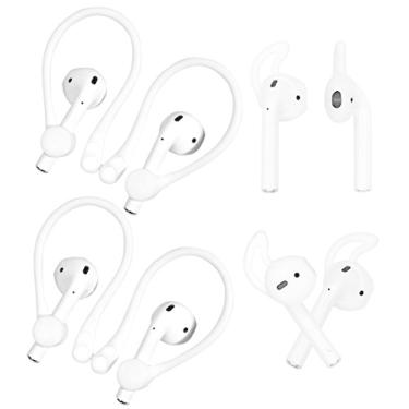Imagem de Gancho Rayker para Airpod, pontas de silicone de substituição e pontas de orelha, design para Airpod Outdoors, 2 + 2 pares, branco