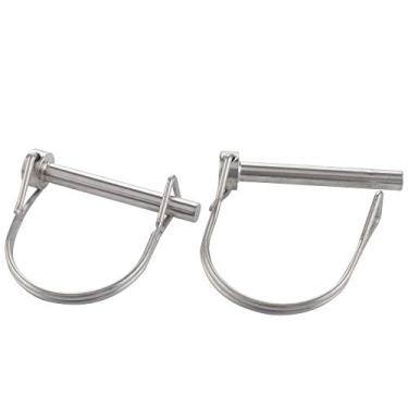 Imagem de 2 pacotes de pino de acoplador de segurança 1/4" x 1,97" (6,3 mm x 50 mm), pino de bloqueio de eixo resistente de aço inoxidável 316 de grau marinho completo