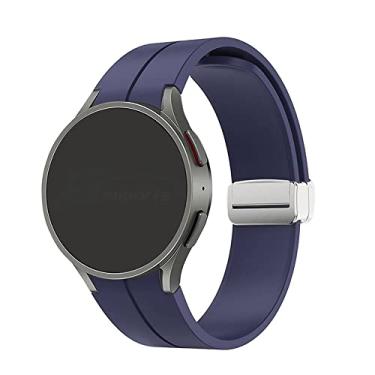 Imagem de Pulseira Silicone Fecho Magnetico Prata LTIMPORTS, compativel com Galaxy Watch 6 - Galaxy Watch6 Classic - Galaxy Watch 5 - Galaxy Watch5 Pro - Galaxy Watch 4 - Galaxy Watch4 Classic (Azul Marinho)