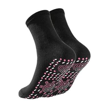 Imagem de mewmewcat Meias aquecidas, meias com autoaquecimento, meias magnéticas com autoaquecimento turmalina, meias de massagem para homens e mulheres, meias aquecedoras para os pés, ótimo para alpinismo ao