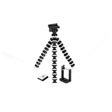 Imagem de GPX Mini tripé para smartphone de 10 polegadas, inclui adaptador de smartphone e adaptador de montagem, altura máxima de 24 cm (TPD108B), preto