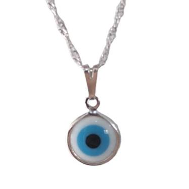 Imagem de Colar com Olho Grego 10,5 mm Branco - Sunshine Cristais Cor:Prata