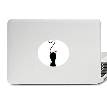 Imagem de Adesivo de notebook com emblema de animal em forma de coração de gato Sihouette