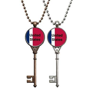 Imagem de OFFbb-USA Bandeira dos Estados Unidos Cores Chaveiro Inglês Colar Pingente Joias Decoração de Casal