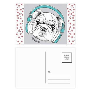 Imagem de Headset Music Vitality Sounds Dog Christmas Flower Celebration Cartão postal Blessing Mailing Card