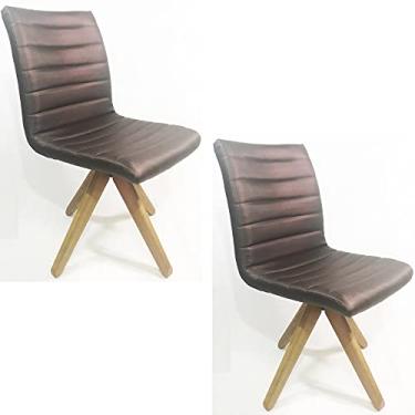 Imagem de Kit 2 Cadeiras de Jantar GOMADA tecido facto café base madeira maciça - Poltronas do Sul