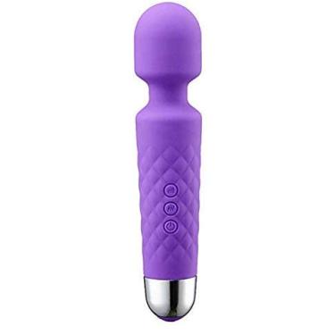 Imagem de Magic Mini Wand Massager Silicone Completo Impermeável Potente 20 Estampas de Vibração Multi 8 Velocidades Sem Fio Roxo Pacote com 1
