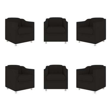 Imagem de Kit 06 Poltronas Sala De Espera Clinica Suede Balaqui Decor Cor:preto
