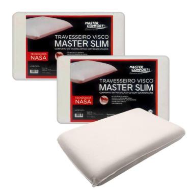 Imagem de Kit 2 Travesseiros Nasa Viscoelástico Master Slim Macio Sono 50X70cm -