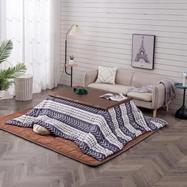 Imagem de Conjunto De 5 Peças De Mesa Kotatsu Mesa Baixa Multifuncional De Madeira Maciça Mesa De Aquecimento Kotatsu Na Sala De Estar Presente Quente Para A Família,Noz,80 * 120 * 45cm,Hilarious123