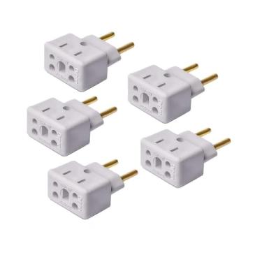 Imagem de Genérico Kit 5 Adaptadores Tomadas Bob Esponja Benjamin 10A 20A Plug Pino Grosso 250v Plugue T Bivolt