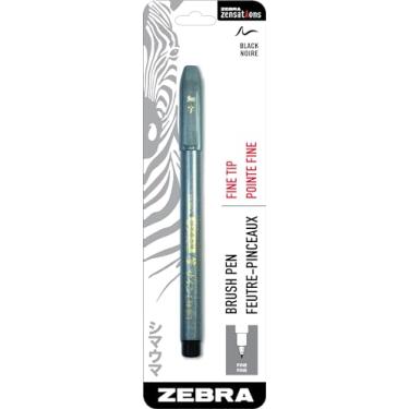 Imagem de Zebra Pen Caneta pincel Zensations, ponta de pincel fina, tinta preta resistente à água, 1 pacote