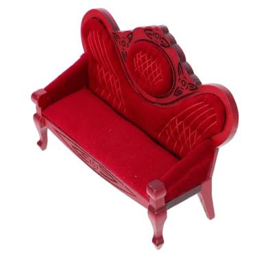 Imagem de Totority Mini Casa De Bonecas Móveis Retrô Esculpidos Sofá Modelo Em Miniatura (cor Mogno) Cadeira De Sofá Em Miniatura Sofá Em Miniatura Vitoriano 1 12 Móveis Pingente De Madeira Esponja