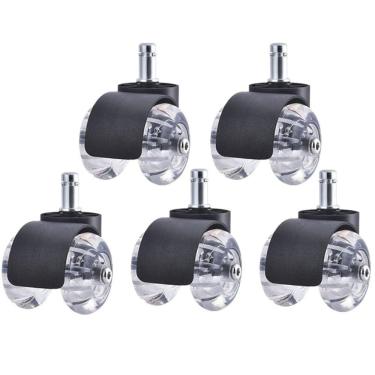 Imagem de Kit 5 Rodinhas Rodízio Universal para Cadeira de Escritório Transparente 50mm - Starfer