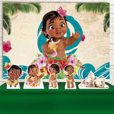 Imagem de Kit Decoração Festa de Aniversário Infantil Painel + Displays Moana Baby