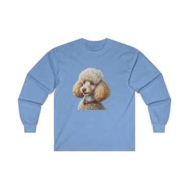 Imagem de Poodle padrão #2 - Camiseta clássica de algodão de manga comprida, Carolina Blue, M
