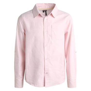 Imagem de DKNY Camisa para meninos - Camisa de manga comprida com botões de ajuste clássico - Camisa social com gola de Páscoa para meninos (4-20), rosa, 6