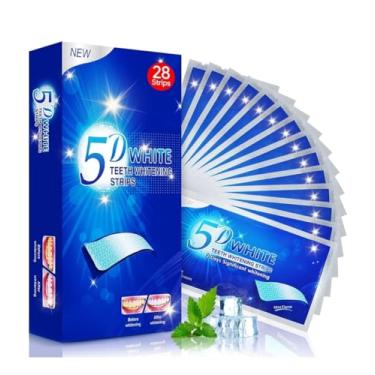 Imagem de Tiras de clareamento dental 5D 14 bolsas 28 peças kit de clareamento dental seguro e eficaz branqueador clareador dental 5D White