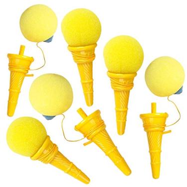 Imagem de ArtCreativity Mini atiradores de sorvete – Pacote com lançadores de bola de espuma de cone de sorvete amarelo clássico, lembrancinhas de festa de aniversário para crianças, enchimentos de pinhata e sacos de lembrancinhas, prêmio de carnaval