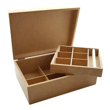 Imagem de Caixa porta joia bijuteria divisória aneleira mdf organizado