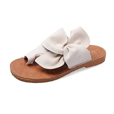 Imagem de Sandálias femininas de correção de osso do dedo grande do pé, rasteirinha de verão com nó de arco com suporte de arco, chinelos de viagem de praia, para mulheres hálux valgo joanete(White,35 EU)