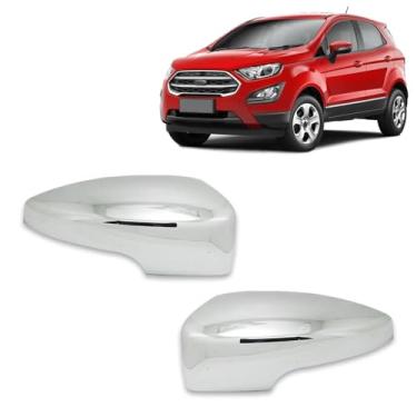 Imagem de Par Aplique Cromado para Capa Retrovisor Ford Ecosport 2013 2014 2015 2016 2017 Com Pisca