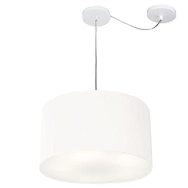 Imagem de Lustre Cilíndrico com Desvio de Centro Cúpula Tecido 40x25, Vivare Iluminação, Pendente4163 BR, Branco, Médio