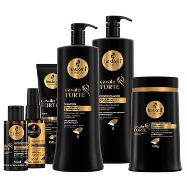 Imagem de Kit Cavalo Forte Shampoo Condicionador 1L Mascara 900g Completo 6 Itens - Crescimento e Fortalecimento Capilar Intensivo