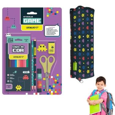 Imagem de Kit Escolar Completo Gamer C/ 7 Itens + Estojo - Leo & leo