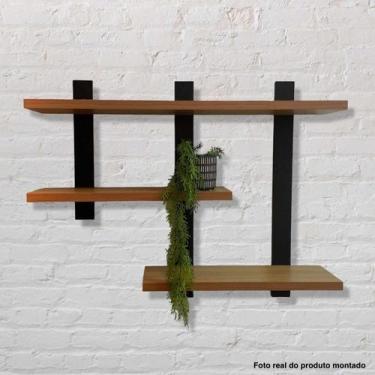 Imagem de Estante Suspensa Estilo Industrial 89,5cm F35 Pradel Móveis, Freijó/Pr