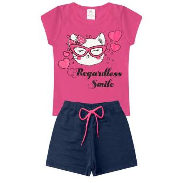 Imagem de Conjunto Infantil Verão Menina Gatinha Smile -Rosa - Magia Baby, 02